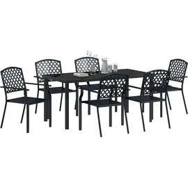 vidaXL Garten Essgruppe 7 pcs Anthrazit Pulverbeschichteter Stahl - Grau
