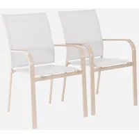 Sweeek 2er-Set stapelbare Gartensessel aus Aluminium und beigefarbenem Textilene,