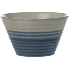 Schale - Müslischale - Schüssel - Steingut - D: 12,6cm - 350ml - weiß/blau