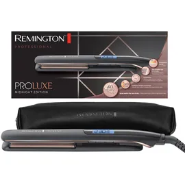 Remington Glätteisen [OPTIheat-Technologie für lang anhaltende Styling-Ergebnisse] PROluxe Midnight (150-230°C,110mm lange Keramikstylingplatten,digitales Display,schnellaufheizend) Haarglätter S9100B