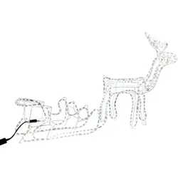 Rentier mit Schlitten Silhouette beleuchtet Weihnachtsdeko Leuchttier Außen