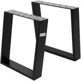 ML-Design 2er Set Tischkufen 80GRAD Neigung, 40x43 cm Schwarz matt, 8x2cm, Schräge Tischbeine, Metall Möbelkufen, Tischgestell Stahl
