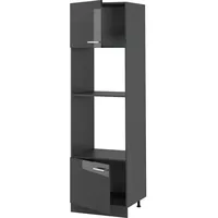 Vicco Mikrowellenumbauschrank R-Line, Anthrazit Hochglanz/Anthrazit, 60 cm