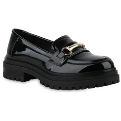 Damen Plateauschuhe in Schwarz Lack