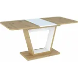 Ausziehbarer Esstisch 120/160 cm Nigel weiß/Eiche artisan - Braun
