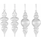 Loberon Weihnachtsschmuck 4er Set Diorise, Mundgeblasen, Klassisches Design, Filigran, Weihnachten, Christbaumschmuck, Glas, Organza, klar