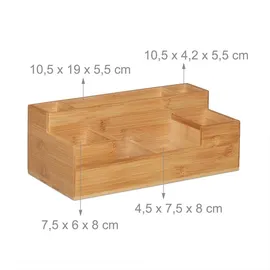 Relaxdays Schreibtisch Organizer Holz 30x11x15 cm Braun 7 St.