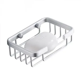 Seifenhalter, Seifenschale mit Ablauf, Soap Holder, ohne Bohren, für Dusche, Wandmontage, Seifenkorb, Küche, Badezimmer (Weltraumaluminium)