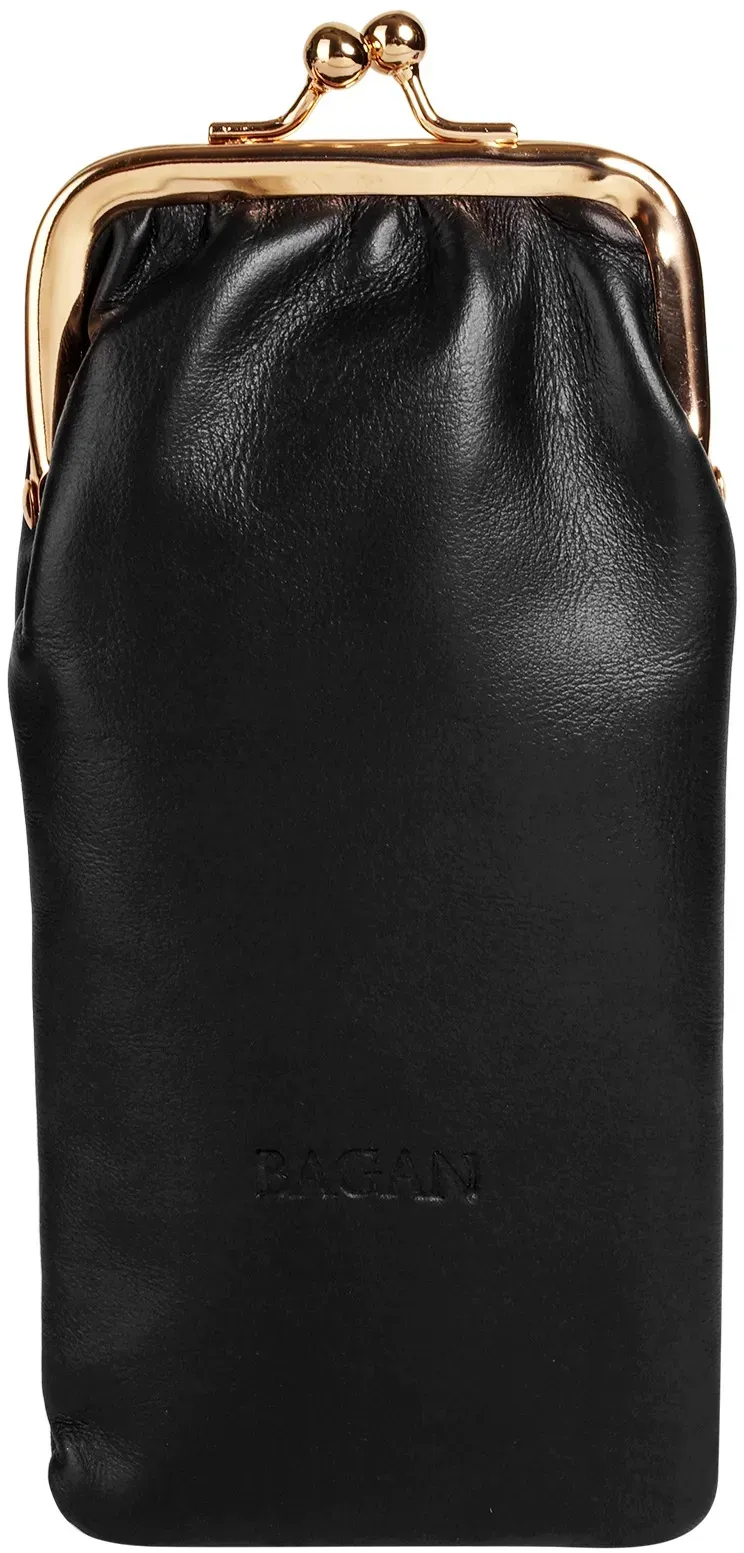 Brustbeutel BAGAN, Damen, schwarz (schwarz, gold), Leder, glänzend, Kleinlederwaren, echt Leder