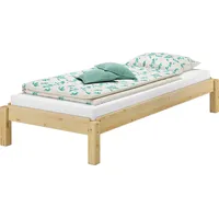 Erst-Holz Erst-Holz, Bett, Massivholzbett Stapelbett Kiefer Natur 80x190cm Einzelbett stapelbar Gästebett + Rollrost 60.48-08-1 (80 x 190 cm)