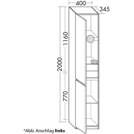 Burgbad Lin20 Hochschrank 400 x 34,5 x 200 cm Frassino Dekor Cappuccino Eiche