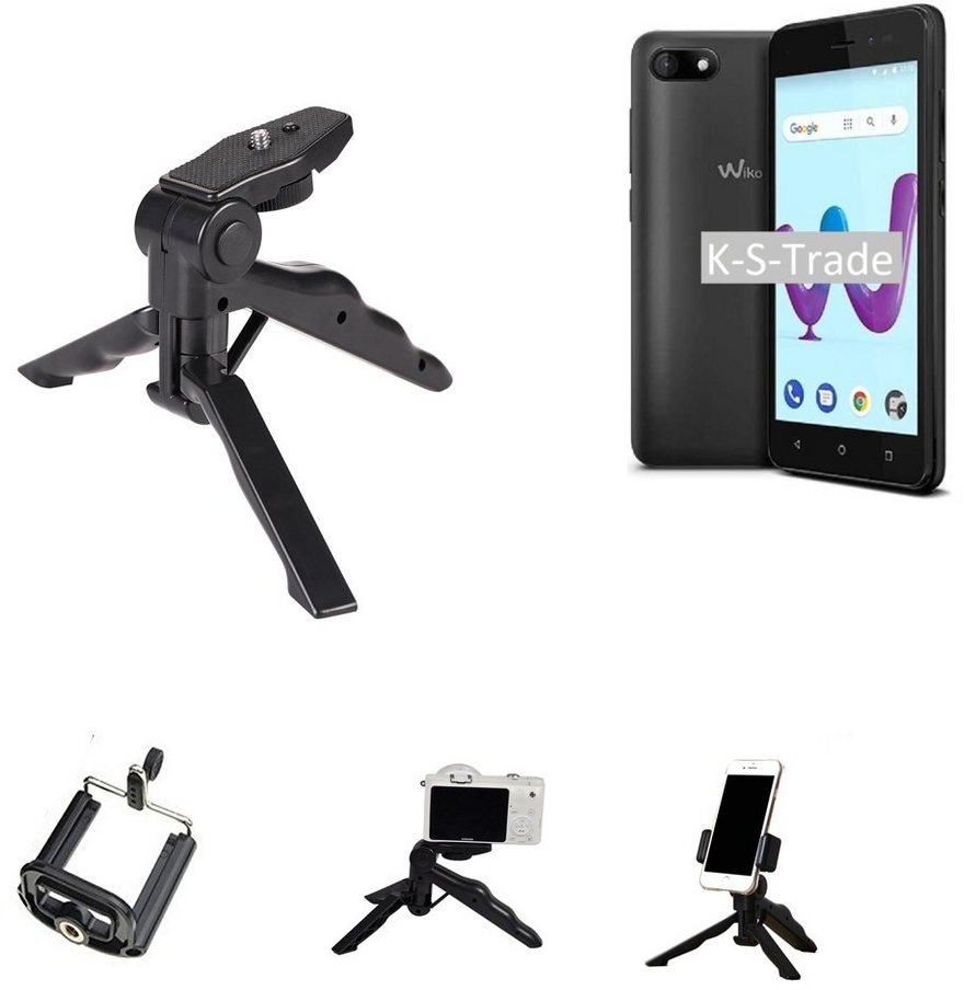 K-S-Trade für Wiko Sunny 3 Smartphone-Halterung, (Stativ Tisch-Ständer Dreibein Handy-Stativ Ständer Mini-Stativ) schwarz