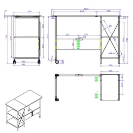 Maclean Brackets Maclean MC-411 Klappbarer Loft-Schreibtisch, Schreibtisch, Computertisch, Bürotisch | 107x45x75 cm, max. 150 kg Belastung, Klappbar (Helle Buche)