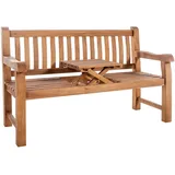 CLP Teakbank Orlando I Wetterfeste Gartenbank Mit Klapp-Tisch, Farbe:Teak, Größe:150 cm