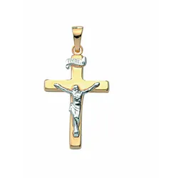 Kreuzkette ADELIA ́S "schmuck, damen schmuck, für sie, hochwertig, preiswert, günstig", gold, Halsketten, Damen, Gelbgold 585-Gold, Gelbgold 585, Gold, Schmuckset mit bis 45 cm stufenlos verstellbarer 925 Silber Halskette