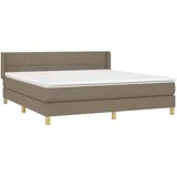 vidaXL Boxspringbett mit Matratze Taupe 160x200 cm Stoff