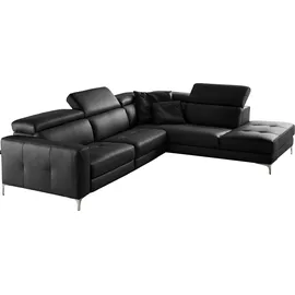 Egoitaliano Eckcouch Leder 3-Sitzer Schwarz