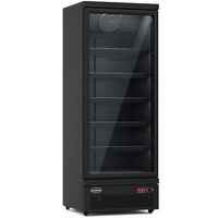 Mobiler Kühlschrank mit 1 Glastür Getränkekühlschrank Gastro 600 L 0/10°C ISO 45 mm Schwarz