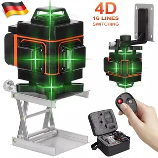 16 Line Laser Level 4D Wasserwaage 360° Kreuzlinienlaser Selbstnivellierend Set