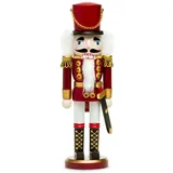 SIKORA NK-I Deko Nussknacker Figur aus Holz Verschiedene Motive 3 Größen, Größe:Höhe ca. 28 cm, Farbe/Modell:Soldat rot Weiss