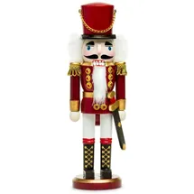 SIKORA NK-I Deko Nussknacker Figur aus Holz Verschiedene Motive 3 Größen, Größe:Höhe ca. 28 cm, Farbe/Modell:Soldat rot Weiss