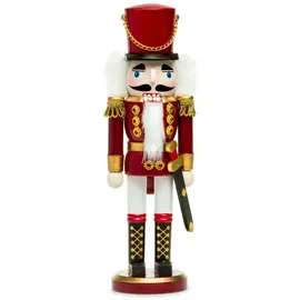 SIKORA NK-I Deko Nussknacker Figur aus Holz Verschiedene Motive 3 Größen, Größe:Höhe ca. 28 cm, Farbe/Modell:Soldat rot Weiss