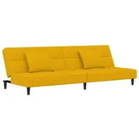 vidaXL Schlafsofa 2-Sitzer mit 2 Kissen Gelb Samt