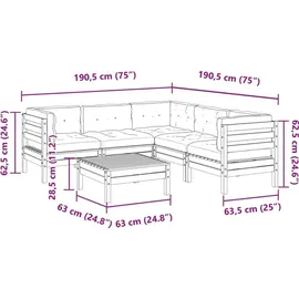 vidaXL Garten-Lounge-Set 6-tlg. Kiefernholz braun