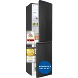 Exquisit Kühl-Gefrierkombination, Kühlschrank mit Gefrierfach, 247 Liter, Nofrost, 4-Sterne-Gefrierfach, 4 Ablagen, KGC5250-85-NF-040D inoxlook-az - Schwarz