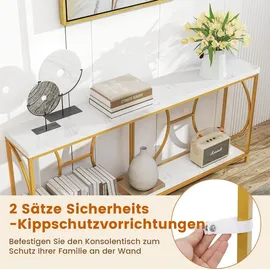 Costway Konsolentisch 180 x 40 x 75 cm gold weiß