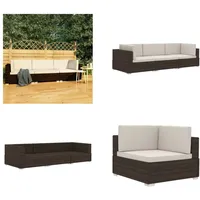 vidaXL 3 tlg. Garten Sofagarnitur mit Auflagen Poly Rattan Braun - Garten-Sofagarnitur - Garten-Sofagarnituren - Gartensofa-Set - Gartensofa-Sets - Braun