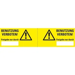 Aufkleber I Steckerkennzeichnung Benutzung verboten, gelb/schwarz, Folie, 120x30mm, 3/Bogen