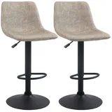 Homcom Barhocker 2er-Set, mit Fußstütze, Kunstlederbezug, drehbar, höhenverstellbar (Barstuhl, 2 St., Bistrohocker), für Wohnzimmer, Esszimmer, Beige beige|gelb