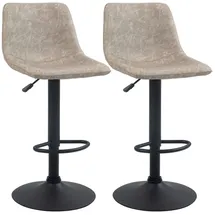 Homcom Barhocker 2er-Set, mit Fußstütze, Kunstlederbezug, drehbar, höhenverstellbar (Barstuhl, 2 St., Bistrohocker), für Wohnzimmer, Esszimmer, Beige beige|gelb