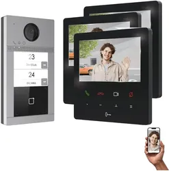 LAN IP Türsprechanlage für 2-Familienhaus mit RFID und HD Kamera 3x 7 Zoll Monitor Ohne Kamera
