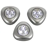 Perel Selbstklebende LED-Leuchten 3 Stk 6,0 cm grau