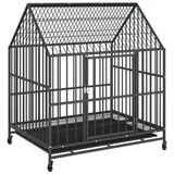 vidaXL Hundezwinger mit Rollen 172 x 172 x 172 cm Stahl Schwarz