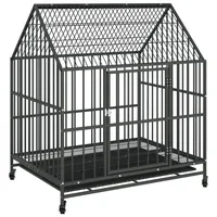 vidaXL Hundezwinger mit Rollen 172 x 172 x 172 cm Stahl Schwarz