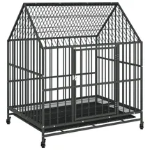 vidaXL Hundezwinger mit Rollen 172 x 172 x 172 cm Stahl Schwarz