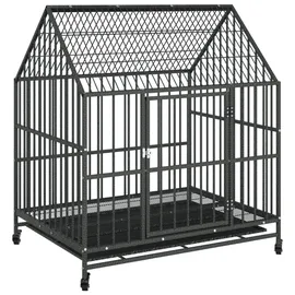 vidaXL Hundezwinger mit Rollen 172 x 172 x 172 cm Stahl Schwarz