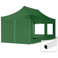 TOOLPORT 3x6m Stahl Faltpavillon, inkl. 4 Seitenteile, dunkelgrün -