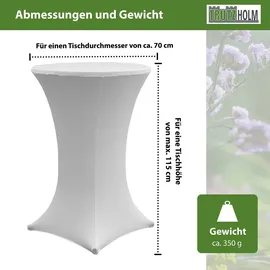 Baumarktplus 10x Stehtischhusse Stretch 70 cm weiß Tischdecke Husse Bistrotisch Partytisch