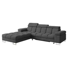 altdecor Ecksofa Cord mit Schlaffunktion 2-Sitzer Dunkelgrau