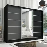 mebloland Schwebetürenschrank AURELIA 1 | Graphit | schwarz /