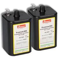 Akkuman 2x Nissen 4R25 Premium 800 - 6V 7-9Ah 6 Volt Hochleistungs- Blockbatterie für z.B. Baustellenleuchte / Baustellenlampe / Blinklampe/ Handscheinwerfer