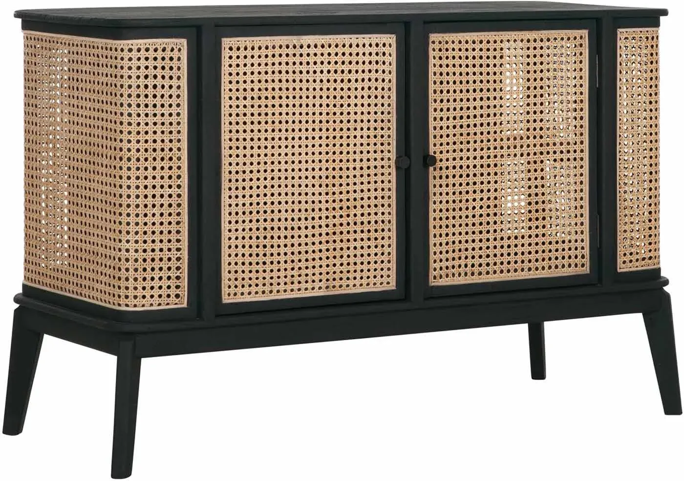 Sideboard Raffles aus Rattan, Retro Chic Design, natur, 125 cm Breite, geöltes Mindiholz