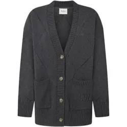 Pepe Jeans für Damen. PL702213 Idris Strickjacke grau (L), Lässig, Baumwolle, Nachhaltig