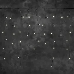 Konstsmide LED System Erweiterung, Eisregenlichterkette, 100 warm weiße Dioden, Außen (IP44), schwarzes Soft-Kabel