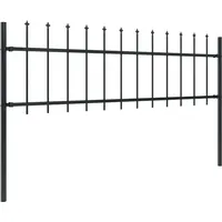 vidaXL Gartenzaun mit Speerspitze 359 x 60 cm Schwarz/Stahl