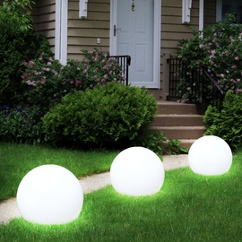 ETC Shop 2er Set LED Außen Leuchten Solar Kugel Strahler Terrassen Garten Beleuchtung Hof Steck Lampen